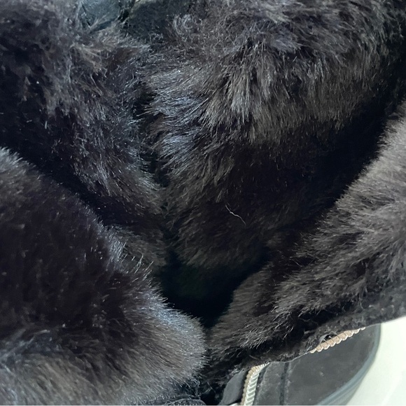 J Slides NYC Henley Winter Boots Black Leather Nubuck Faux Fur Lined Zip 10 - Picture 7 of 12